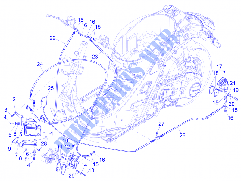 Bremschlauchen   Bremszangen (ABS) für VESPA GTS 4T ie Super E3 2014