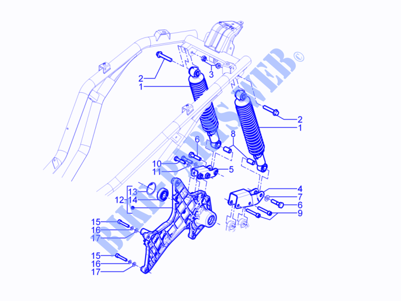 Hintere Radaufhängung   Stoßdämpfer für PIAGGIO Beverly RST 4T 4V ie E3 2014