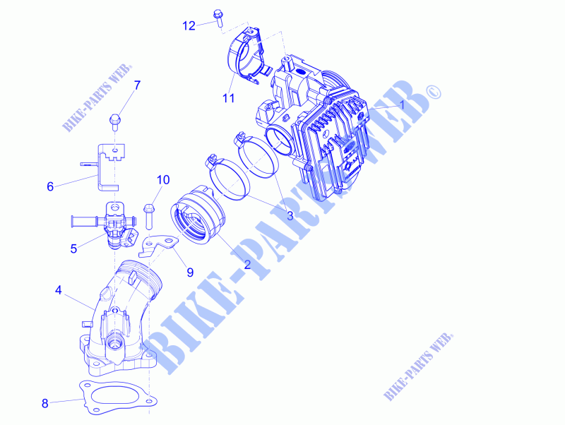 Drosselklappengehäuse   Einspritzduse   Ansaugstutzen für PIAGGIO MP3 500 Sport 2014