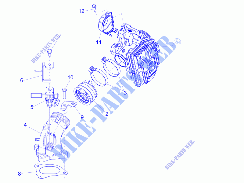 Throttle body   Injector   Union pipe für PIAGGIO MP3 500 Sport ABS E4 2017