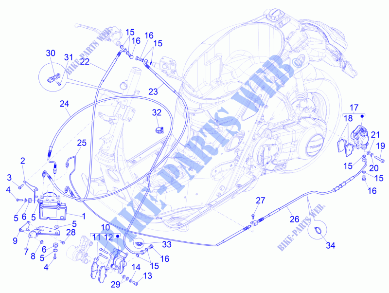 Bremschlauchen   Bremszangen (ABS) für VESPA GTS 300 ie ABS E4 2017