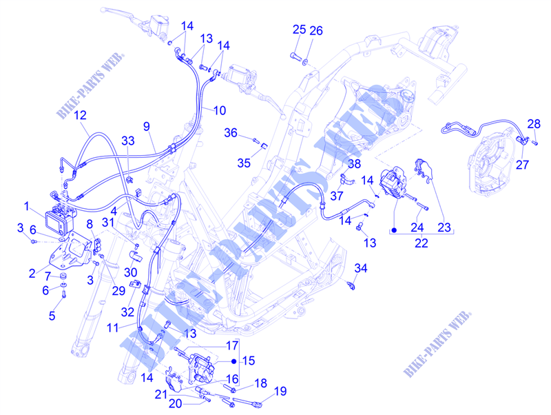 Bremschlauchen   Bremszangen (ABS) für PIAGGIO Beverly 400 4T/4V Euro 5 ABS 2021