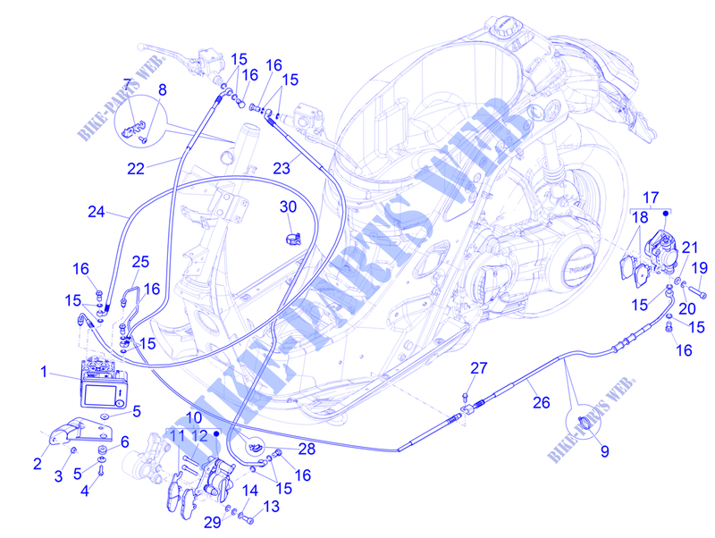 Bremschlauchen   Bremszangen (ABS) für VESPA GTS 300 Super HPE 4T 4V ie Euro 5 ABS 2020