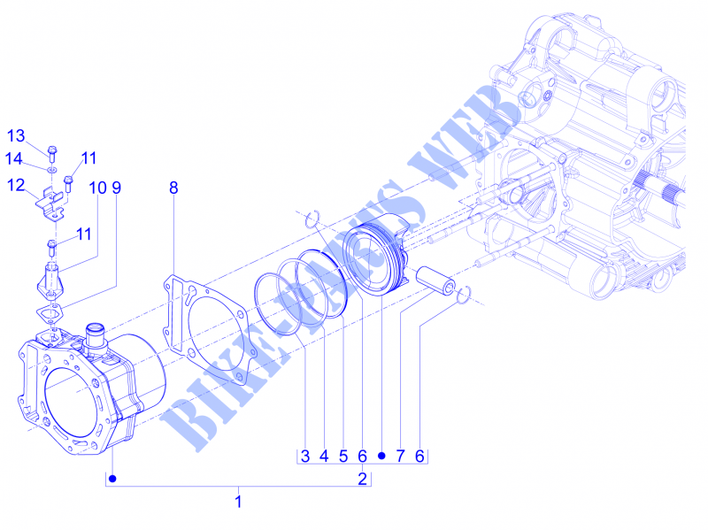 Einheit Zylinder Kolben Kolbenbolzen für PIAGGIO X10 4T 4V I.E. E3 2012